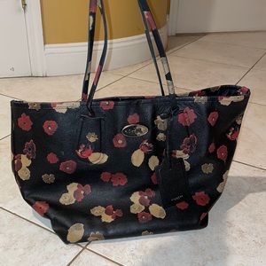 Coach leather floral tote bag